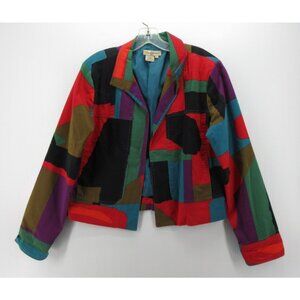 VINTAGE Patrick Christopher Jacket Large Art Abstract Colorblock *